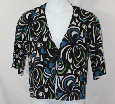 Suéter Geométrico Style & Co Mujer Negro Azul Blanco Mangas 3/4 Mezcla Seda 1X Foto 1 de 4