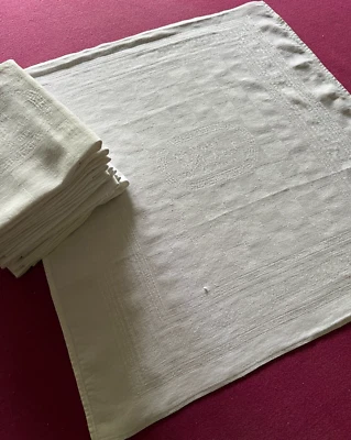 12 serviettes de table coton damassé Hôtel du Cerf Briare 58 x 50 cm T78 - Photo 1/4