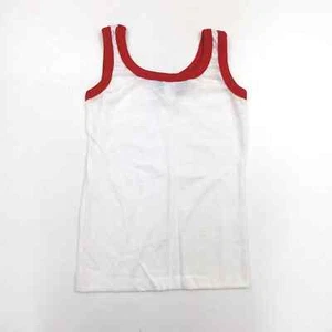 Vintage Dee Cee Rappers Tank Top Boys Sz 6 White Red Ringer 80s Basic Classic - Picture 1 of 3
