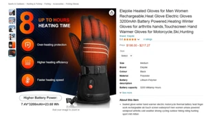 Elejolie Heated Gloves for Men Women Rechargeable Size = Medium - Picture 1 of 5