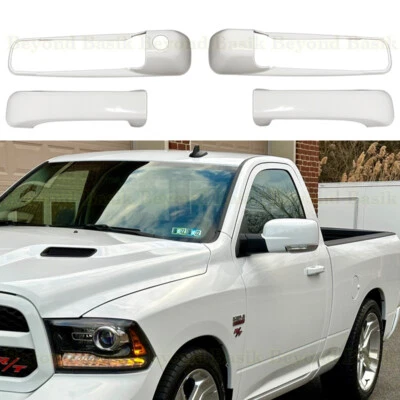 For 2009-2018 Dodge Ram 2 Door Handle COVERS W/1 Keyhole PW7 BRIGHT WHITE — 第 1/3 张图片