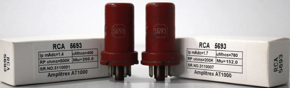 5693 6SJ7 RCA Red Metal Tube made in U.S.A Amplitrex Tested Qty 1 Mp #3110001/07 - Image 1 of 4