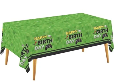 Manteles desechables de cumpleaños para videojuegos 3 piezas Foto 1 de 4