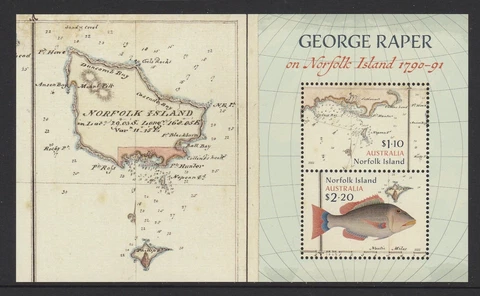 NORFOLK Island - 2022 George RAPER on Norfolk  Minisheet  MNH - Fish , Map Cover