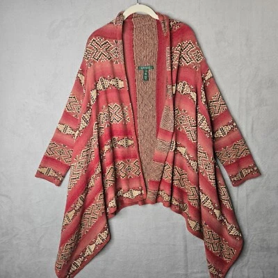 Lauren Ralph Lauren L/XL Southwestern Cardigan Sweater Cape Cotton Linen Silk - Image 1 of 4