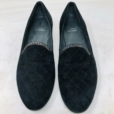 STUART WEITZMAN-HALLMARK CHAIN-TRIM LOAFER-SUEDE LEATHER MINT COND. 8M $395 - Image 1 of 4