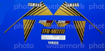 1984 84' yamaha YTM 225dx Tri-Moto 9pc Gold w/Black Plastics Decals Stickers Foto 1 de 4