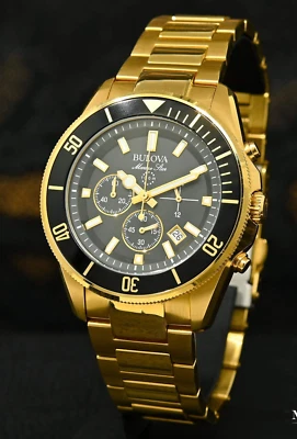 NEW BULOVA MAN'S MARINE STAR CHRONOGRAPH GOLD TONE WATCH 98B250 - image 1 of 2