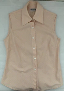 EUC VTG Women's Giorgiou Studio Sleeveless Peach Button Up Collared Shirt Size 6 - Picture 1 of 8