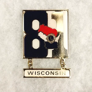 Vintage 1981 Wisconsin Lions Club Linked Metal Enamel Lapel Pin - Picture 1 of 3