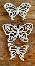 Vtg Syroco White Butterflies Retro Wall Decor Made in Usa butterfly mid century