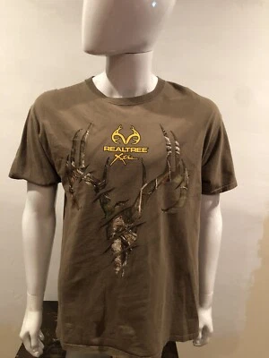 Camiseta Realtree Manga Corta Hombre Talla Grande Gráfico Marrón Astas Caza Foto 1 de 4
