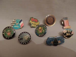 9 collectible different metal pins   with United  States - Picture 1 of 10