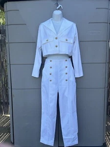 My Beachy Side Emily In Paris White Marin Sailor Jacket & Pants Set Nautical S - Picture 1 of 24