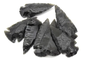 Lote de 5 flechas artesanales nativas de piedra de sílex de piedra negra de 2 pulgadas - Imagen 1 de 3