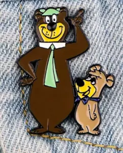 YOGI BEAR and BOO-BOO enamel pin - lapel brooch cartoon - FREE SHIPPING - Picture 1 of 2