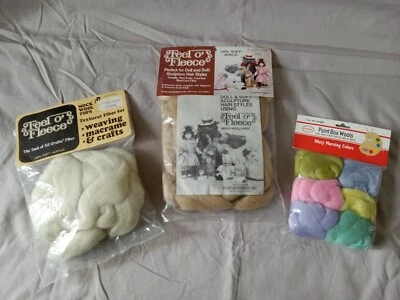 Feel O' Fleece The Jack of ALL Crafts Fiber + Paint Box Wools ~ Lot of 3 All New - Image 1 of 4