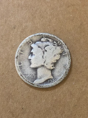 1920-P  Mercury Silver Dime, .900 Silver, AG Circ. Lot C-41129, "FREE SHIPPING" Cover