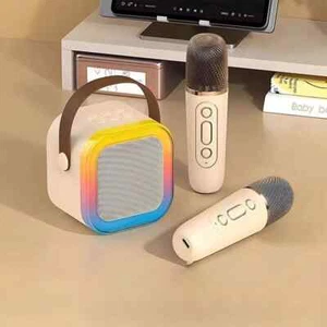 Mini Wireless Bluetooth Karaoke Microphone Speaker W/Colorful Lights Audio - Picture 1 of 12