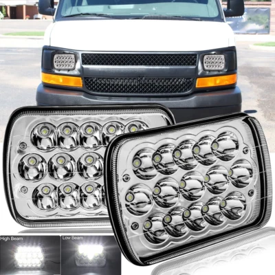 Pair For Chevy Express Cargo Van 1500 2500 3500 7x6" LED Headlights Hi/Lo Beam Foto 1 de 4