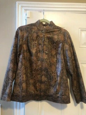 Chaqueta para mujer SUSAN GRAVER estampado animal talla pequeña cremallera completa sin forro usada en excelente estado Foto 1 de 4