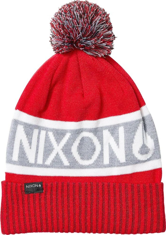 Nixon Teamster R Rojo Gris Gorro Beanie Beany Lana Sombrero Hombres de - Imagen 1 de 1