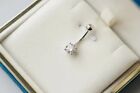 1.30Ct Round Cut Lab-Created Diamond Belly Button Ring 14K White Gold Plated