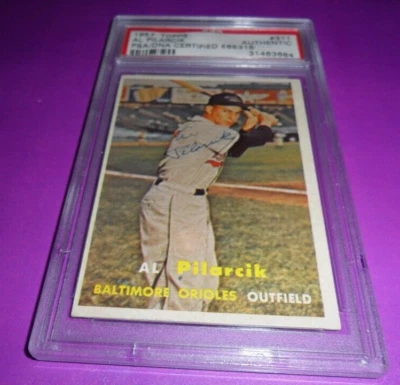 ⚾⚾ 1957 Topps #311 Al Pilarcik Rookie Baltimore Orioles RC PSA/DNA D.2010 ⚾⚾ - Image 1 of 3
