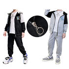Boys Sportswear Set Kids Sports Two-Piece Color Block Hooded Jogging Pullover