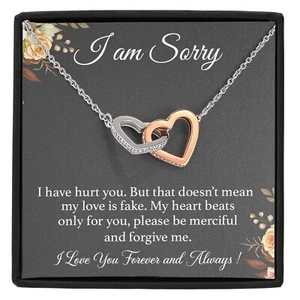 I'm Sorry Necklace Gift for Her, Apology Card for Girlfriend, Forgiveness Gift - Picture 1 of 12