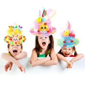 Easter Bonnet Kit Easter Make Your Own Bonnet Hat Craft Set with Chicks,Egg Nest - Picture 1 of 20