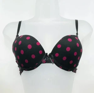 Hers by Herman Pushup BH 34B schwarz/rosa gepunktet Bügel **VERSANDKOSTENFREI** - Bild 1 von 1