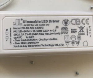 JL LED Driver JW-18-420-1200F3 Transformador de repuesto 1.2A 33-42.0VDC 50W niveles regulables - Imagen 1 de 2