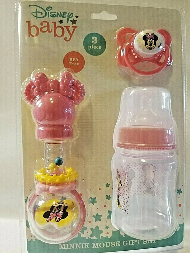 Disney Baby Minnie Mouse Set Shake'n Sonajero, Chupete y Biberón 5 OZ. Foto 1 de 2