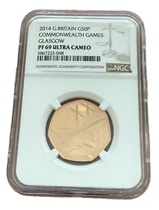 Great Britain 2014 Gold 50 Pence NGC PF69UC Commonwealth Games Mintage 385 - Picture 1 of 2