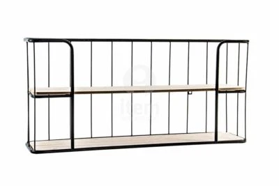 LIBRERIA SCAFFALE A MURO LEGNO E METALLO DUE RIPIANI SCAFFALE A PARETE MULTIUSO - Immagine 1 di 3