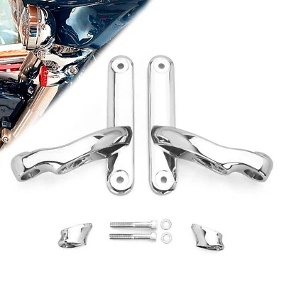 Chrome Auxiliary Lamp Fog light bracket For Harley Touring Street Glide RoadKing - Image 1 of 4