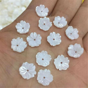 5pcs Natural Shell Carved Flower Loose Beads Gemstone Craft DIY Jewelry Making