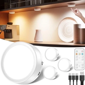 USB Rechargeable LED Puck Lights with Remote Control, 1600mAh Battery Operate... - Picture 1 of 7