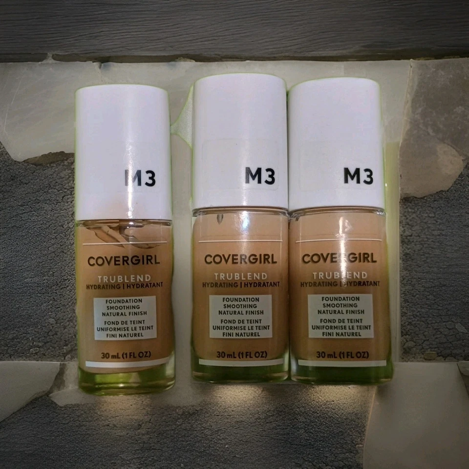 Lot Of 3 Covergirl Trublend Hydrating Natural Finish Foundation M3 Golden Beige - Image 1 of 1