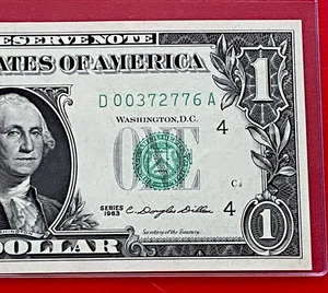 1963 $1 DOLLAR BILL ( CLEVELAND D ) UNCIRCULATED - Picture 1 of 3