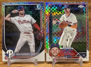 TREA TURNER Mojo + Logofractor LOT | 2023 Topps + Bowman Chrome PHILLIES - Picture 1 of 2