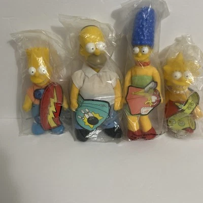 The Simpsons 1990 Burger King Plush Dolls Complete Set of 4 Sealed - Image 1 of 4