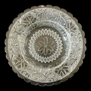 Tiara Indiana Sandwich Glass Clear Butter Cheese Candy Dish Floral Base Only - Picture 1 of 9