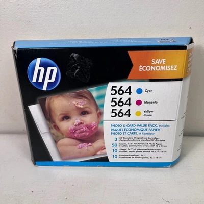 Cartuchos de tinta HP 564 papel fotográfico y tarjeta valor paquete cian magenta amarillo caducado Foto 1 de 4