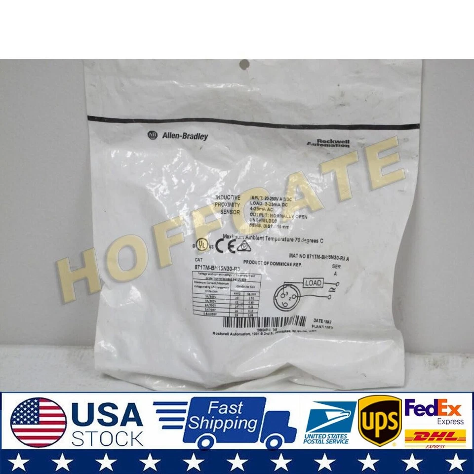 NEW AB 871TM-BH15N30-R3 Proximity Switch 20-250VAC/DC BAG DAMAGE NWB US Free Tax - Image 1 of 1