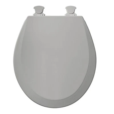 Asiento de inodoro redondo de madera Bemis con cubierta, delantero cerrado - plateado (500EC-162) Foto 1 de 3