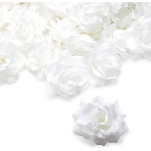 60pcs 4" Artificial Rose Flower Heads for Party & Wedding Decorations, White - Picture 1 of 6