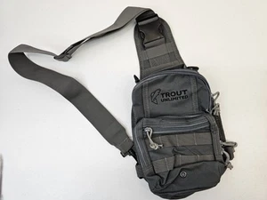 Trout Unlimited Gray Crossbody Sling Bag Backpack Molle Tactical Fishing - Picture 1 of 8