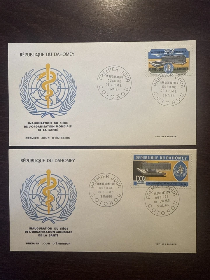 FUNDA DAHOMEY FDC AÑO 1966 WHO OMS SELLOS DE MEDICINA SANITARIA Foto 1 de 1